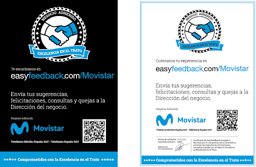 Imagen del Certificado a la Excelencia en el trato de Movistar