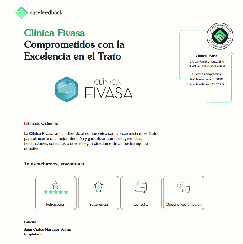 Web de Clínica Fivasa en EasyFeedback