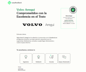Página web de Volvo Arregui en EasyFeedback PRO