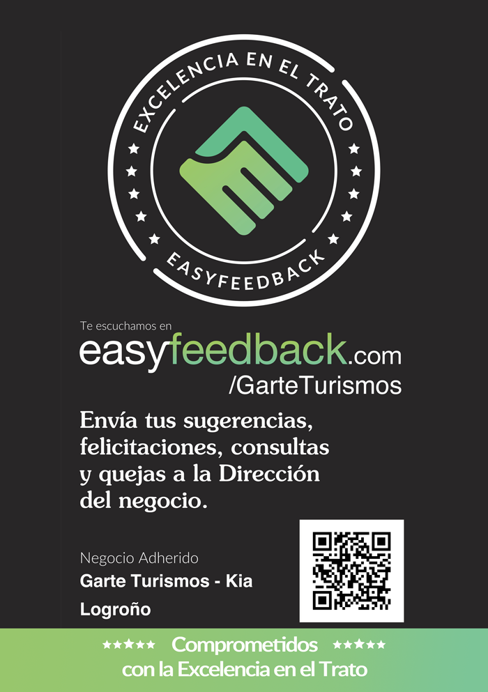 El Certificado de Garte Turismo en EasyFeedback PRO fondo negro