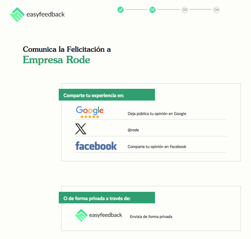 Felicitación a través de redes sociales EasyFeedback