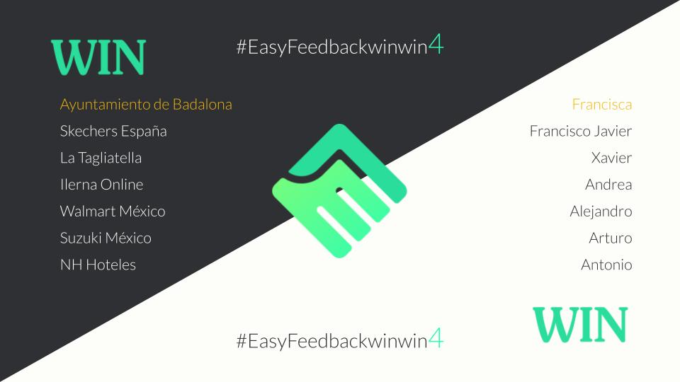 Logo de EasyFeedback con el nombre de las empresas y las personas que han dado Feedback
