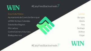 Logo de EasyFeedback con el nombre de las empresas y las personas que han dado Feedback