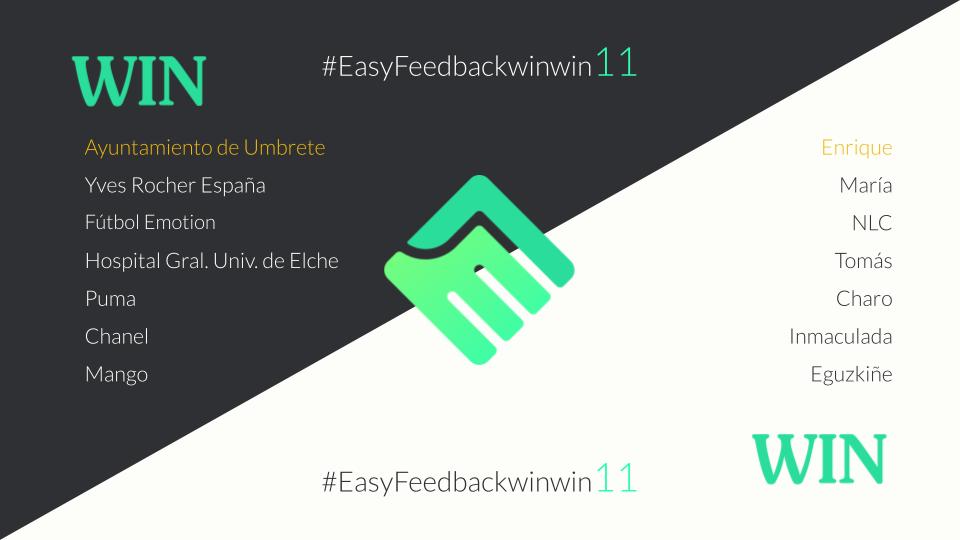 Logo de EasyFeedback con el nombre de las empresas y las personas que han dado Feedback